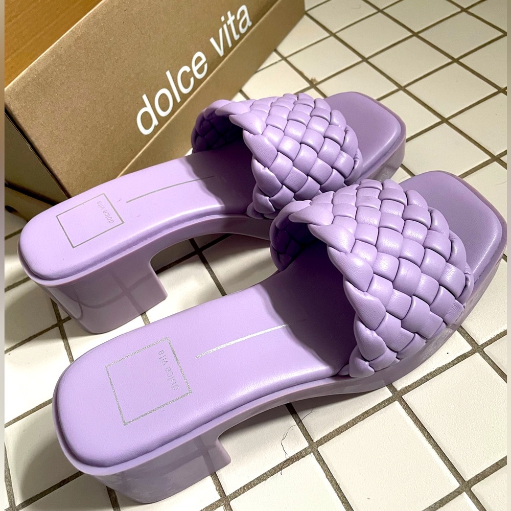 NWB Dolce Vita Lilac Platform Mules with Woven Detail